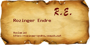 Rozinger Endre névjegykártya